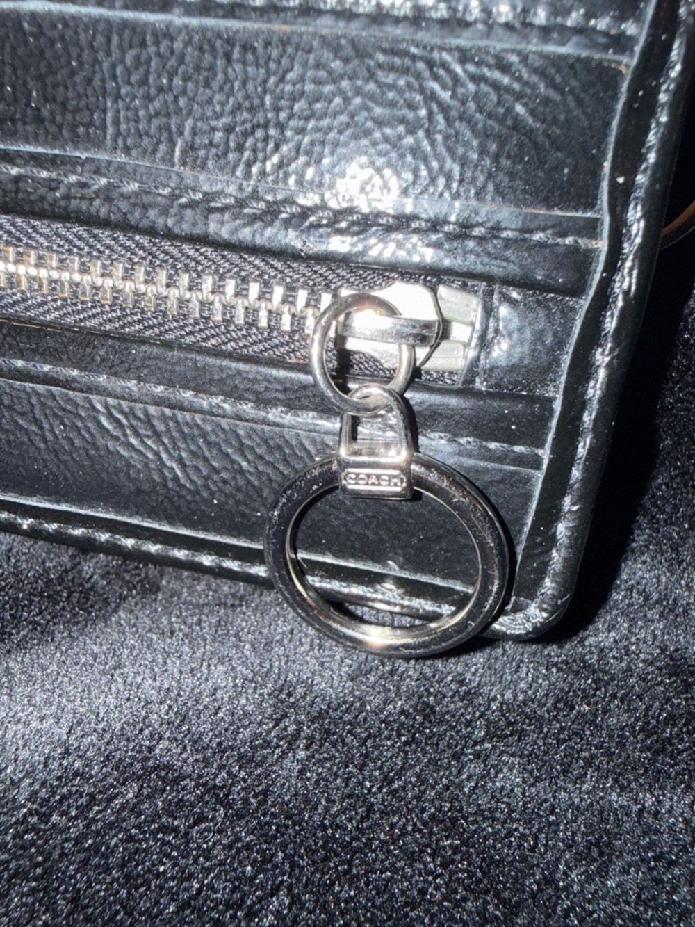 Coach Black Leather Wristlet Clutch with Zip Pocket Accents - Picture 5 of 11